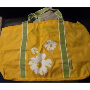 Mary Kay Yellow Green Floral Double Handle Canvas Tote‎